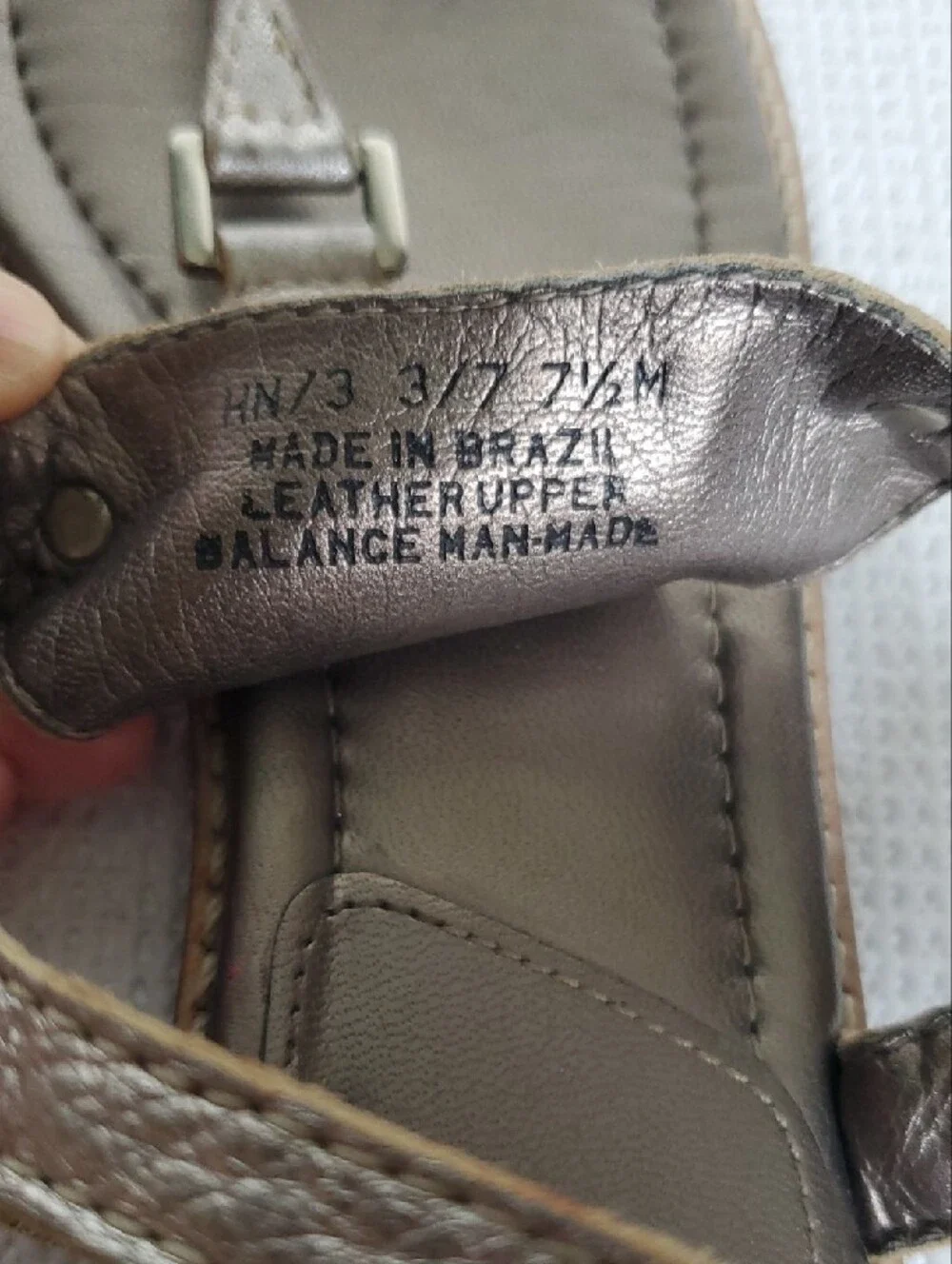 Franco Sarto Metallic Taupe Leather T-Strap Sandals